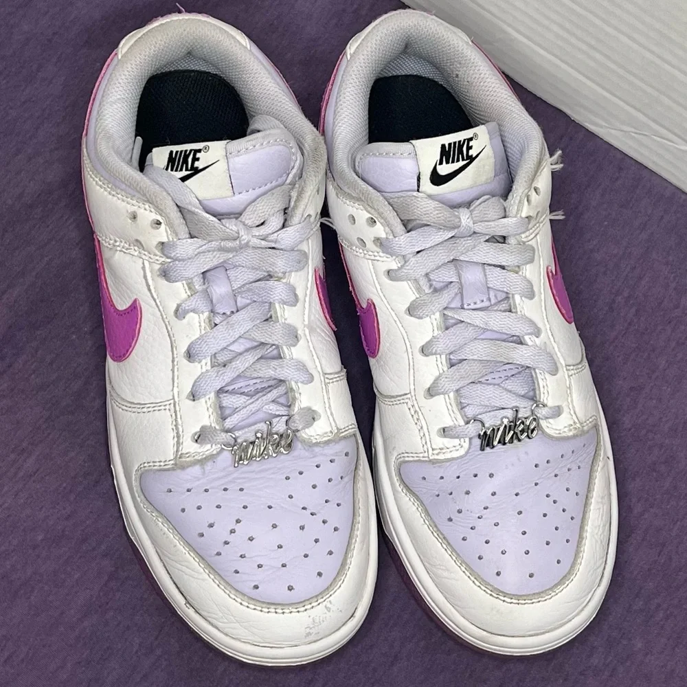 Nike Low Dunks White and Pink/purple Sneakers - Picture 2 of 13